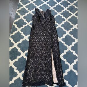 Black and White Sweetheart Maxi Dress with Slit